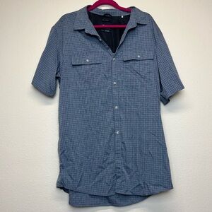 Pre-Loved Men’s Blue Tall Short Sleeve Flannel Buttoned Shirt - Prana